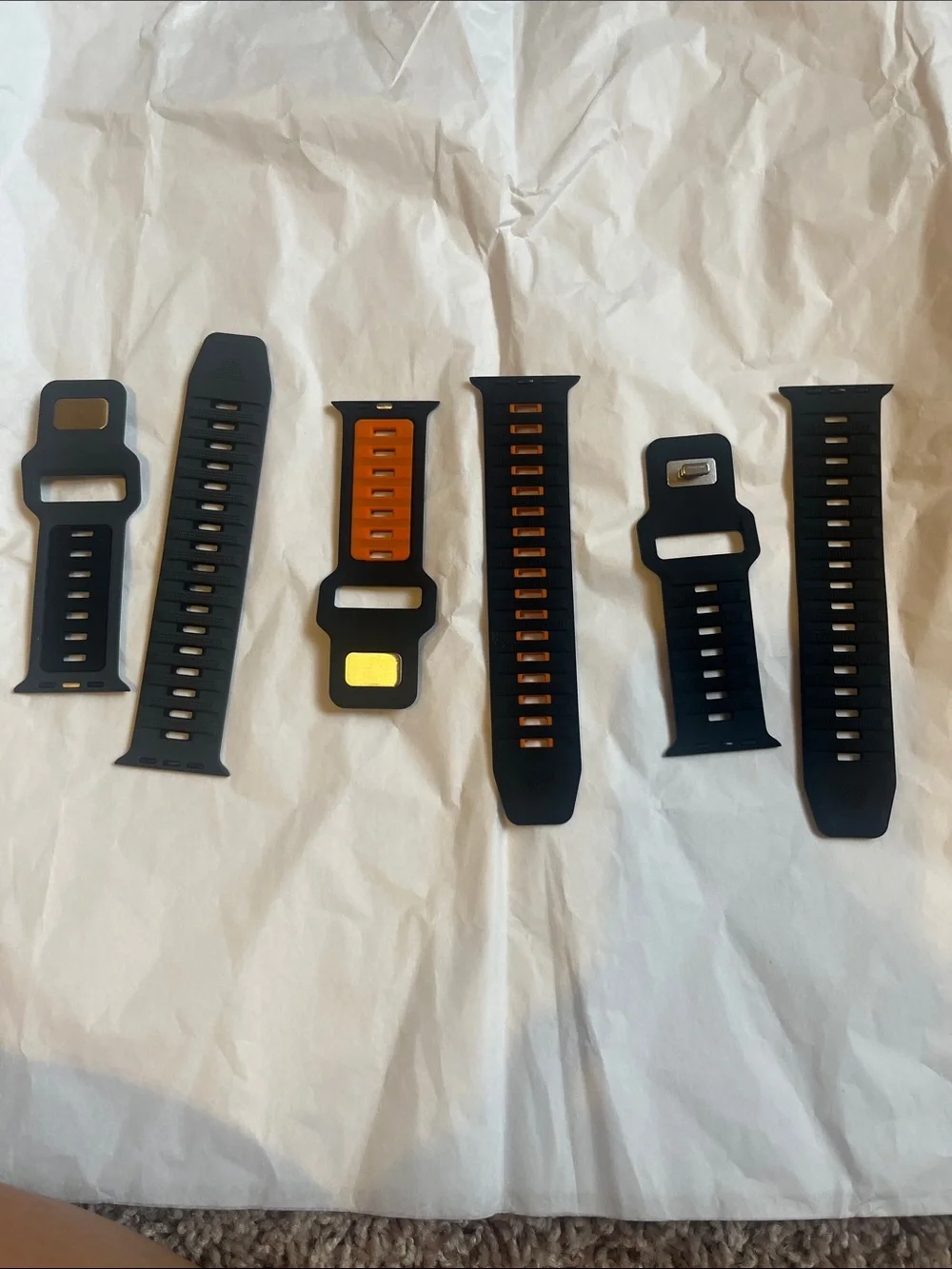 Black and Orange Silicone Replacement Watch Bands for Smartwatches